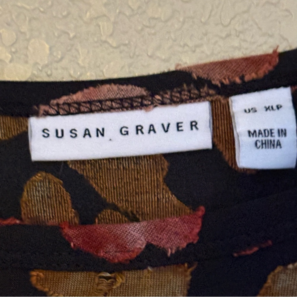 Susan Graver Women’s XLP Sheer Leopard Print Tunic Top Black Red Brown Colorful - Picture 5 of 6